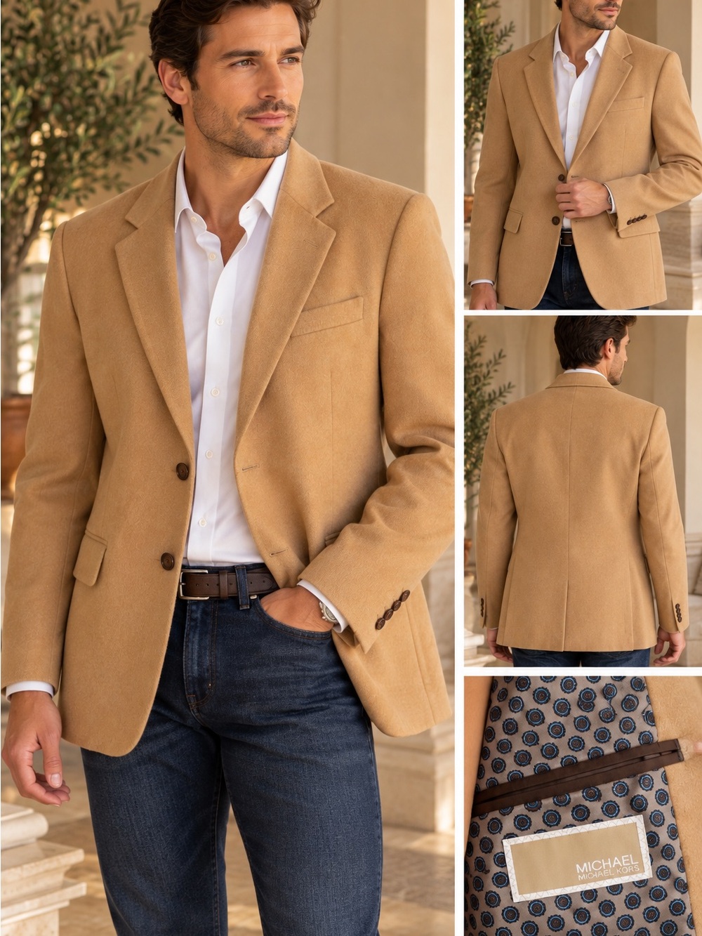 Michael Kors Men’s 40S 100% Camel Hair Tan Blazer Sport Coat NWT